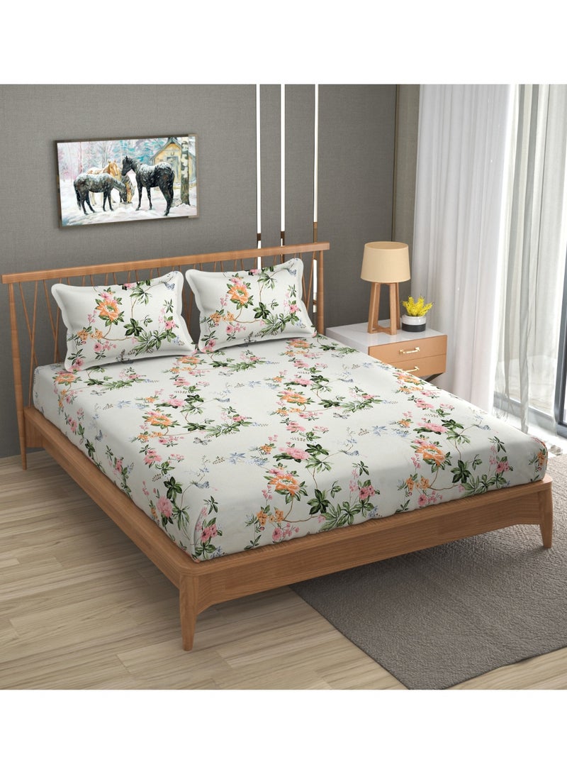 AURIO Premium Queen Size Fitted Bedsheet with 2 Pillowcases – Modern Design – Deep Pocket (180x200+35 cm) Soft, Breathable Microfiber Bedding Set for Home Comfort - Image 2